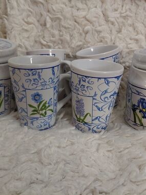 6pc Sherwood Floral Ceramic Canister & Mug Set